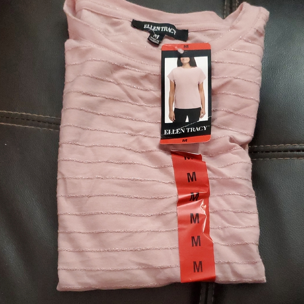 Ellen Tracy Blush Short Sleeve Top